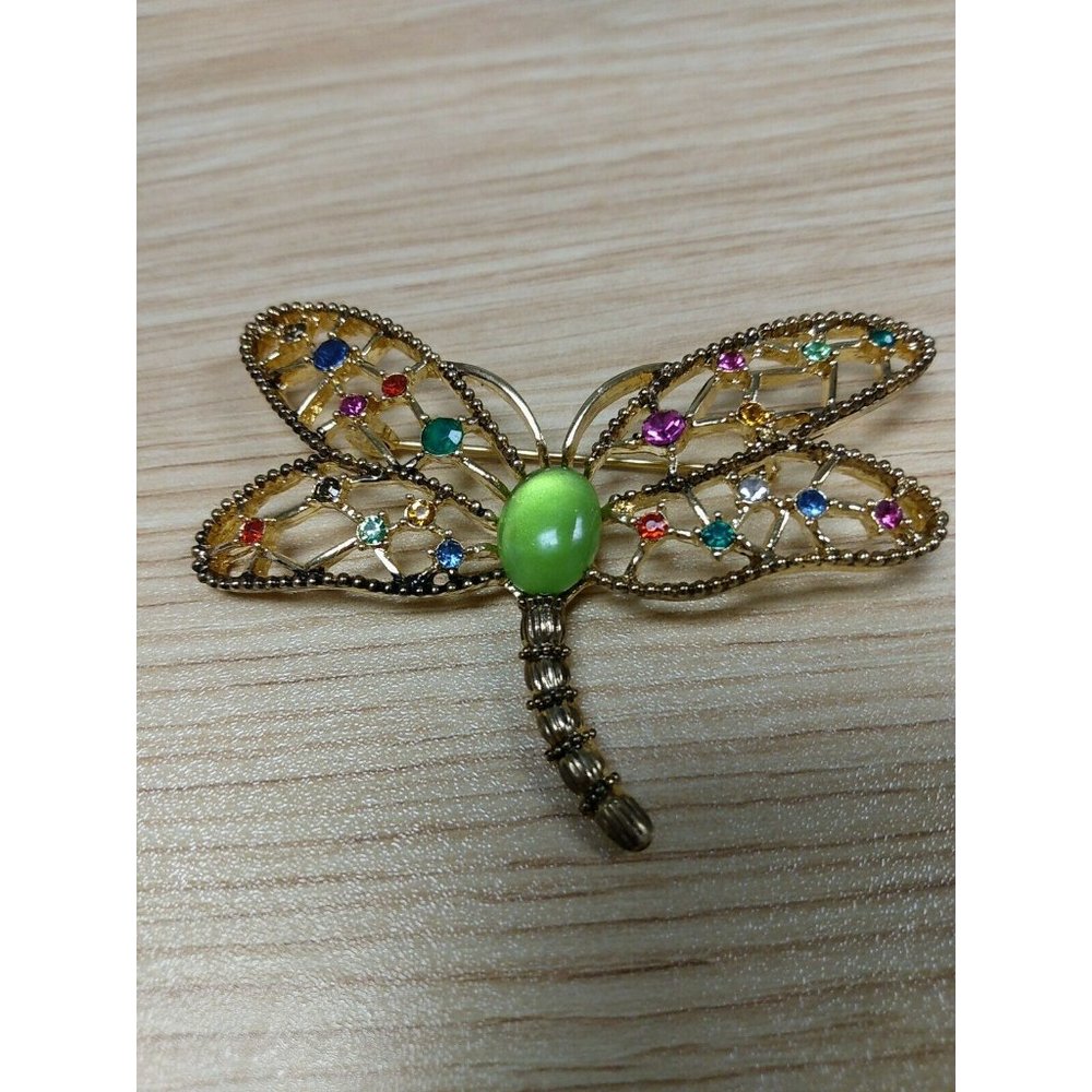 Jelly Belly Style cabochon Dragon Fly large Brooch